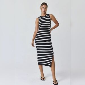 Black and White Striped Sleeveless Dress